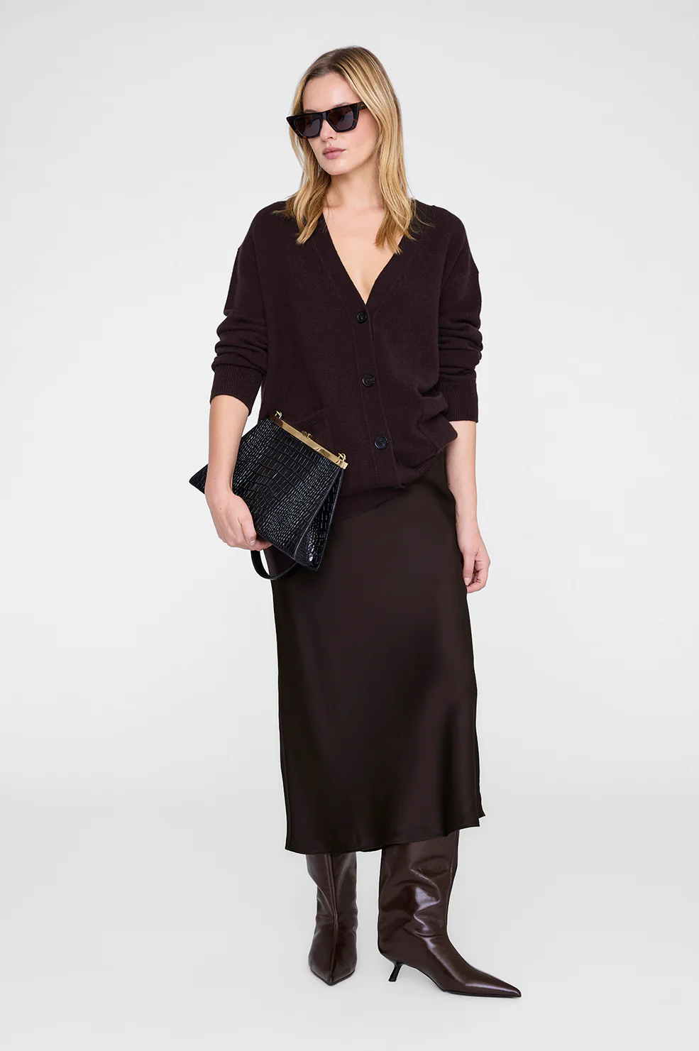 Bar Silk Skirt - Deep Brown - Image 5