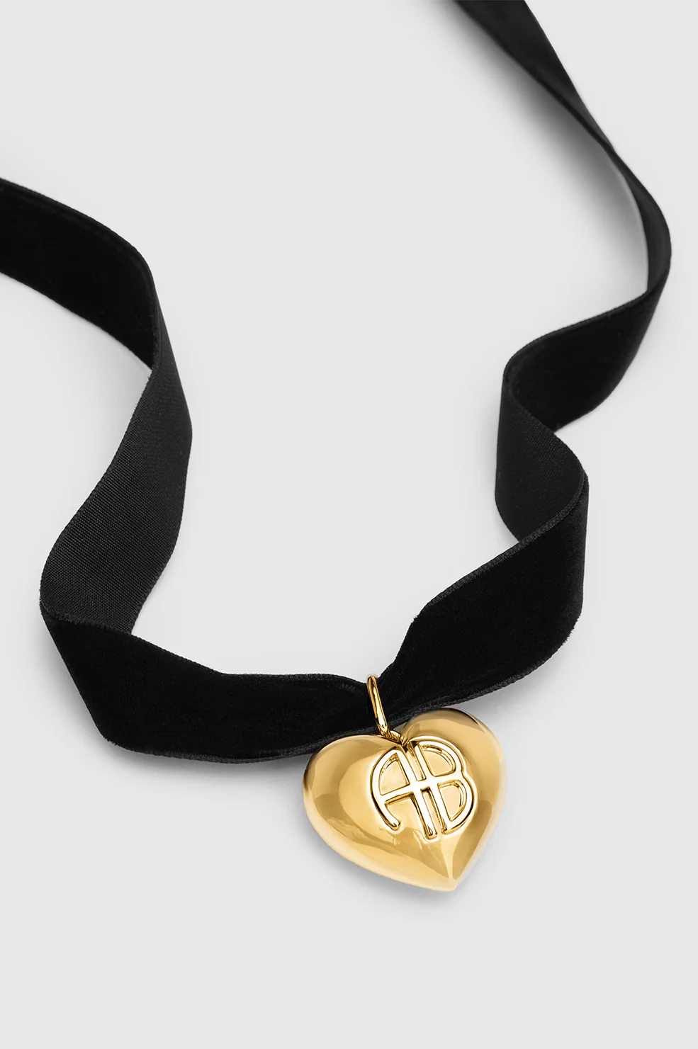 Chunky Heart Velvet Choker - Black And Gold - Image 3