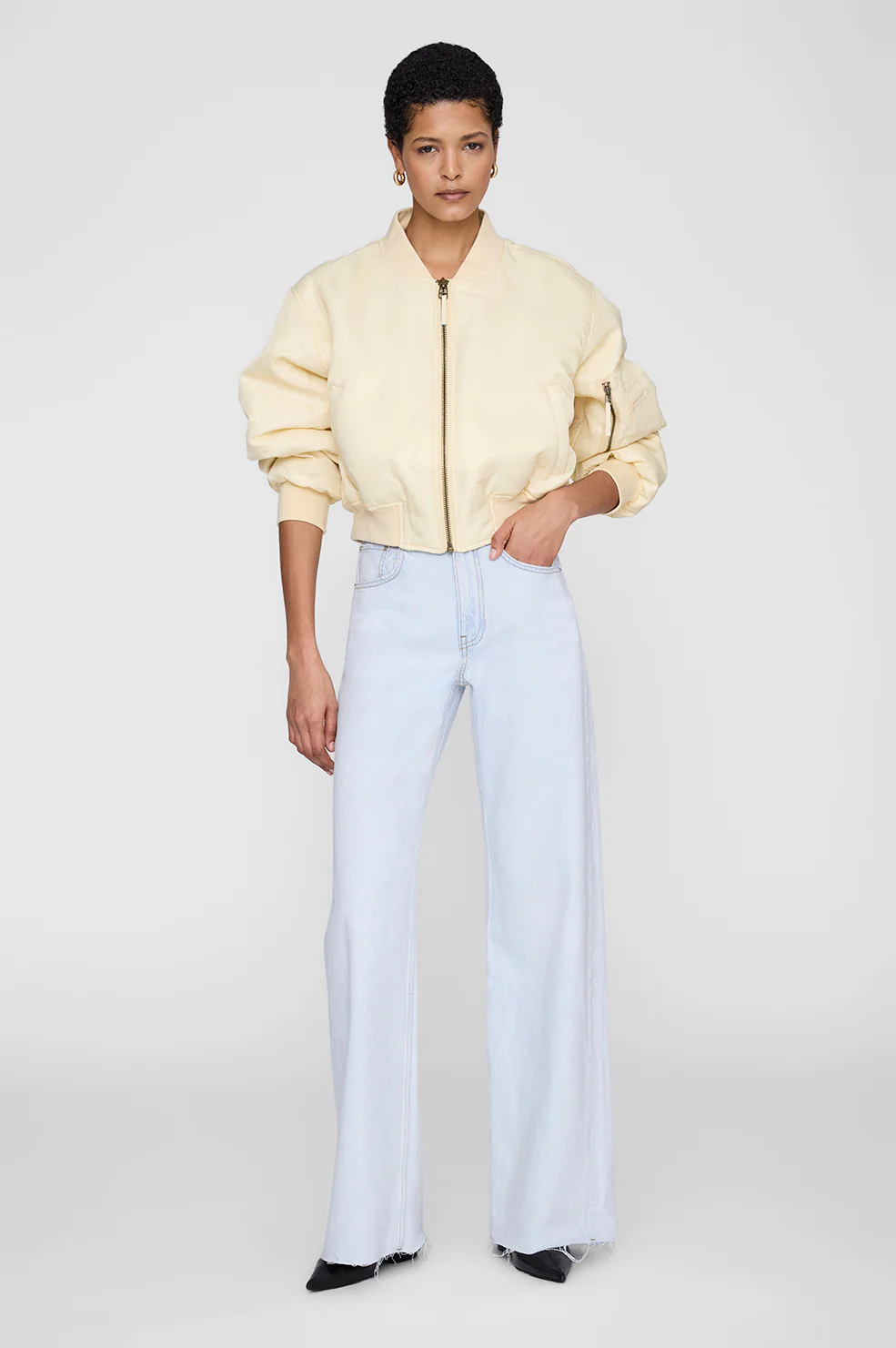 Cropped Leon Bomber - Butter Yellow - Image 2