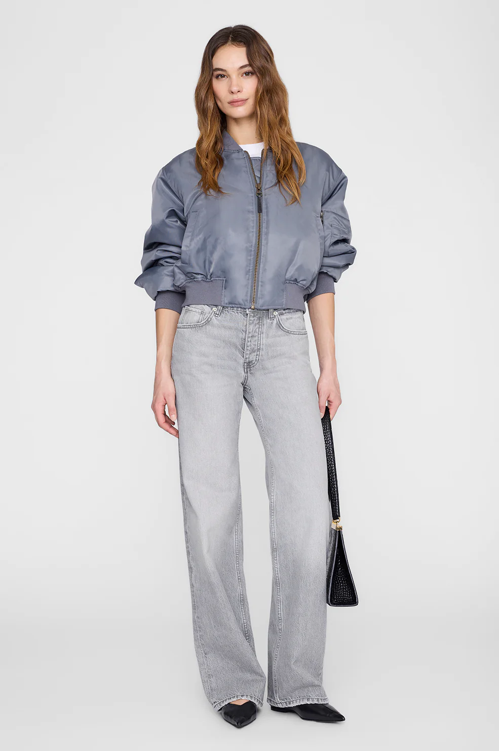 Cropped Leon Bomber - Dark Grey - Image 2