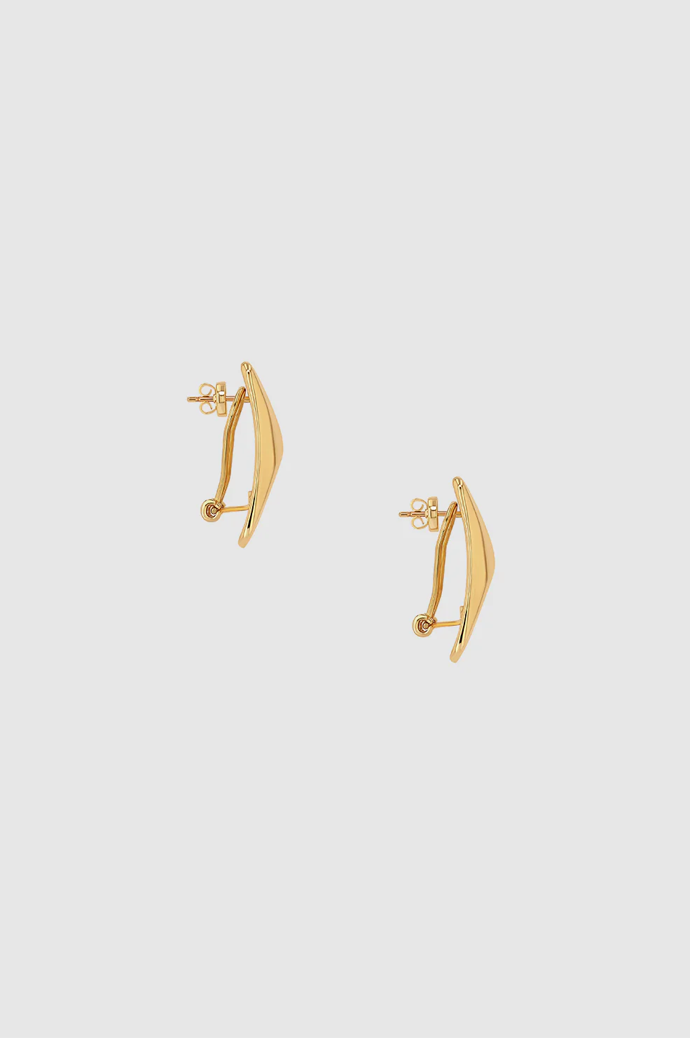 Curved Rectangle Earrings - Gold - Image 3
