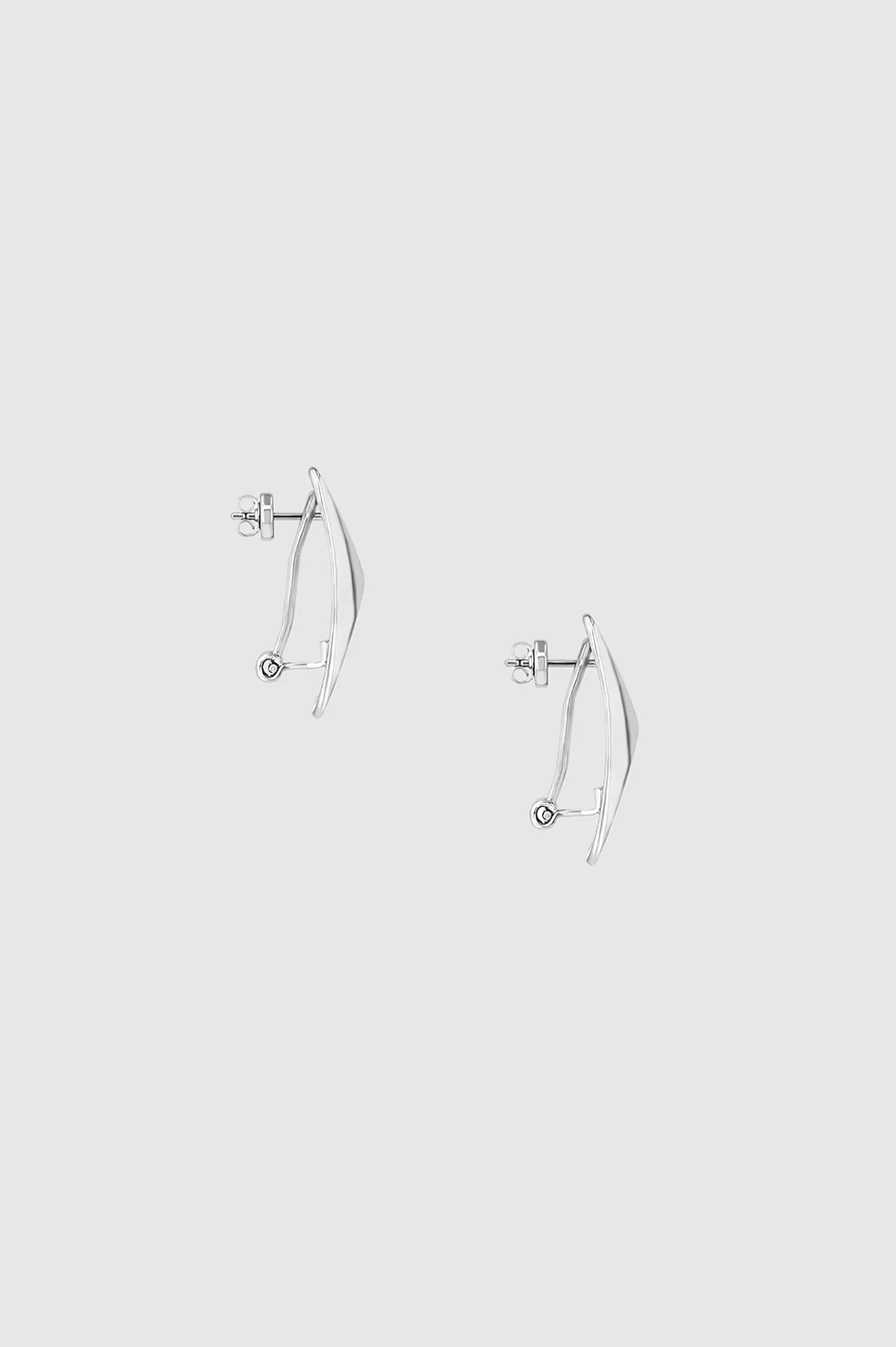 Curved Rectangle Earrings - Silver - Image 3