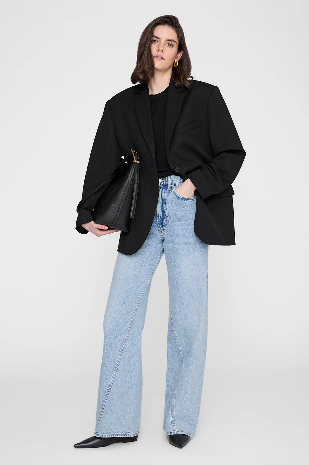 Elly Medium Bucket Bag Grained Leather - Black - Image 6
