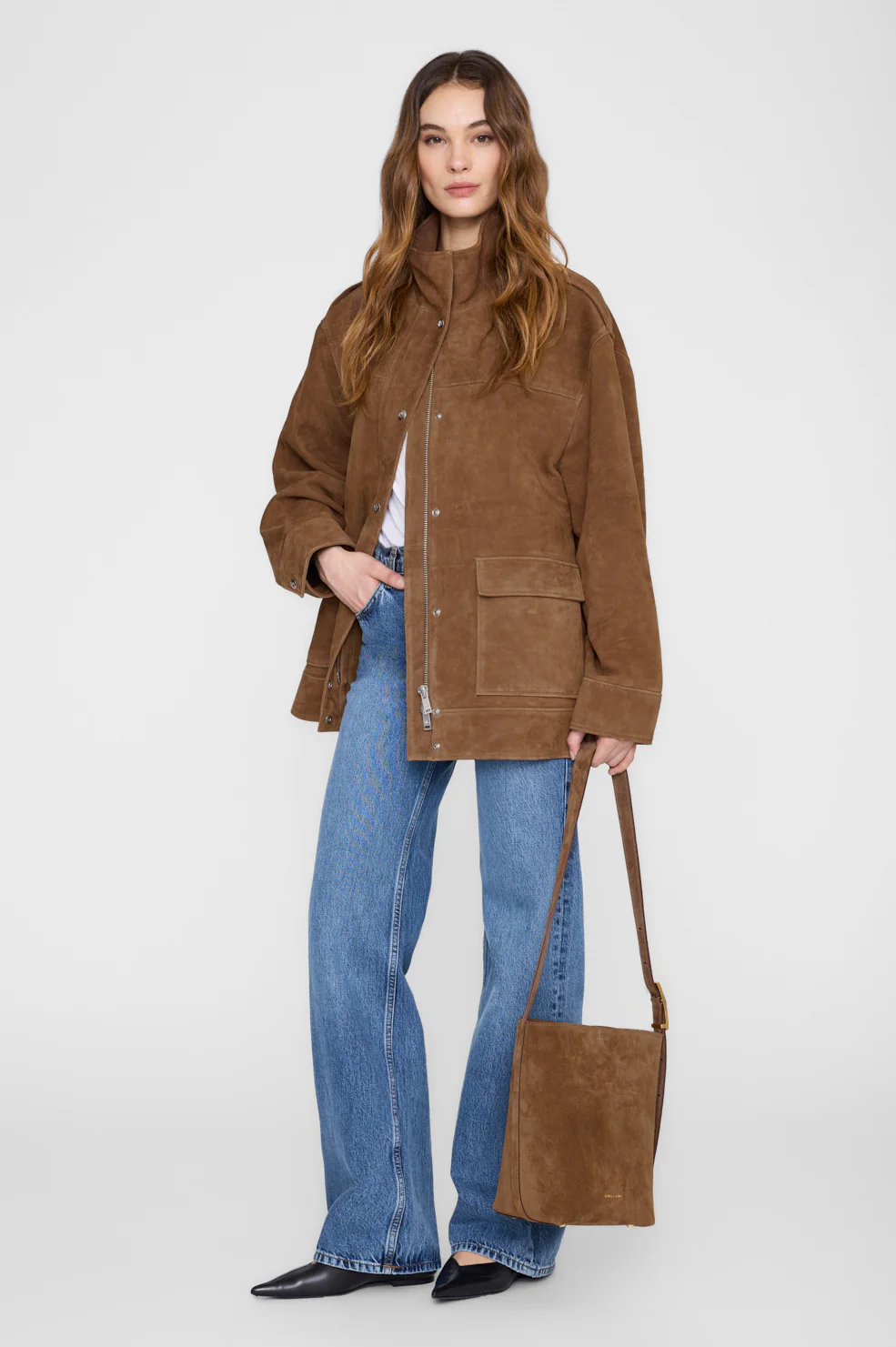 Elly Medium Bucket Bag Suede - Tobacco - Image 2