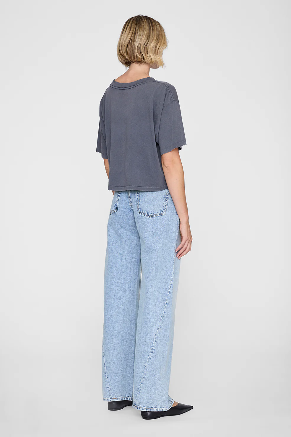 Johnny Cropped Tee - Washed Grey - Image 2