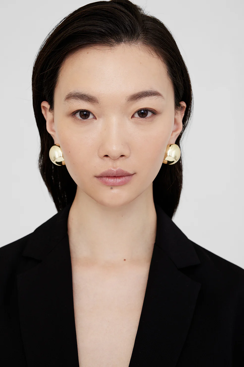 Large Dome Earrings - Gold - Image 2