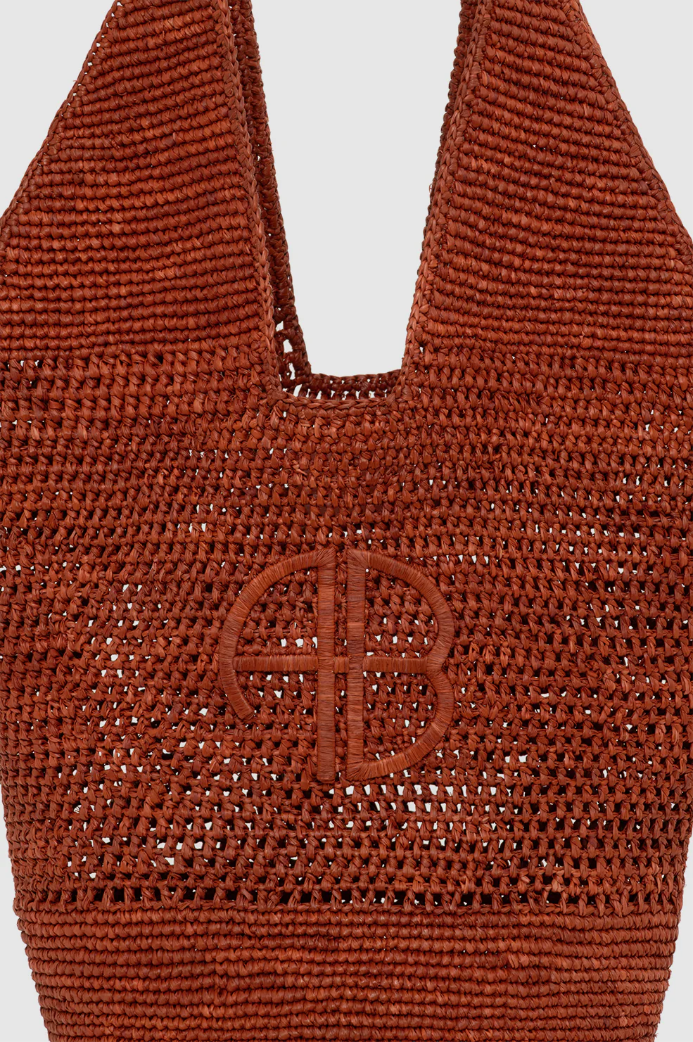 Leah Logo Hobo Raffia - Red Terracotta - Image 5
