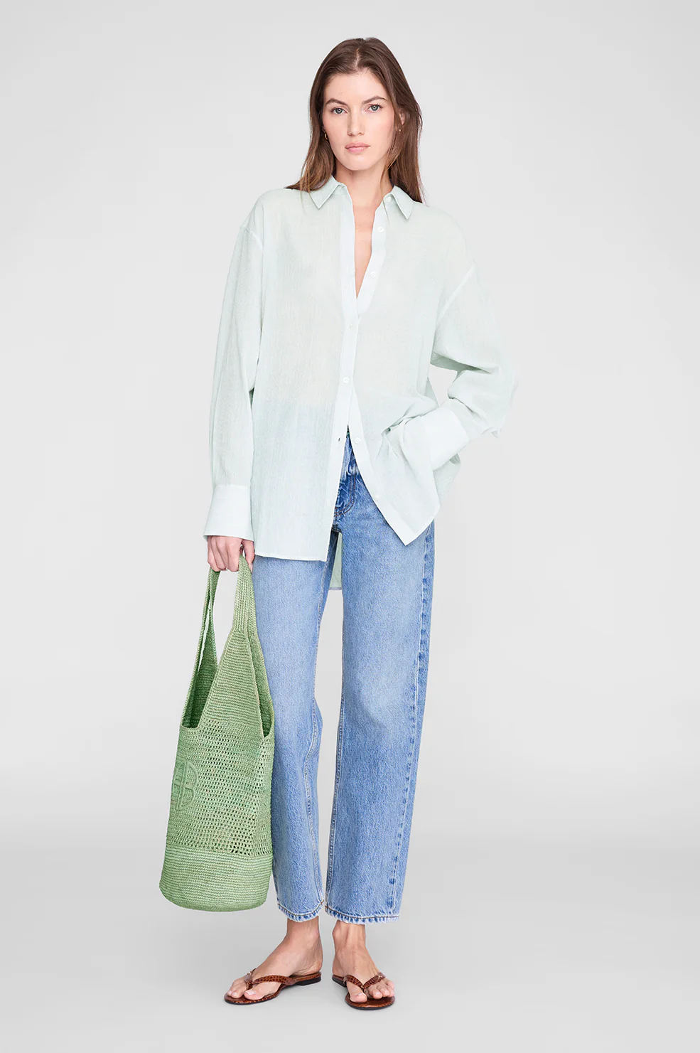 Leah Logo Hobo Raffia - Sea Foam Green - Image 2