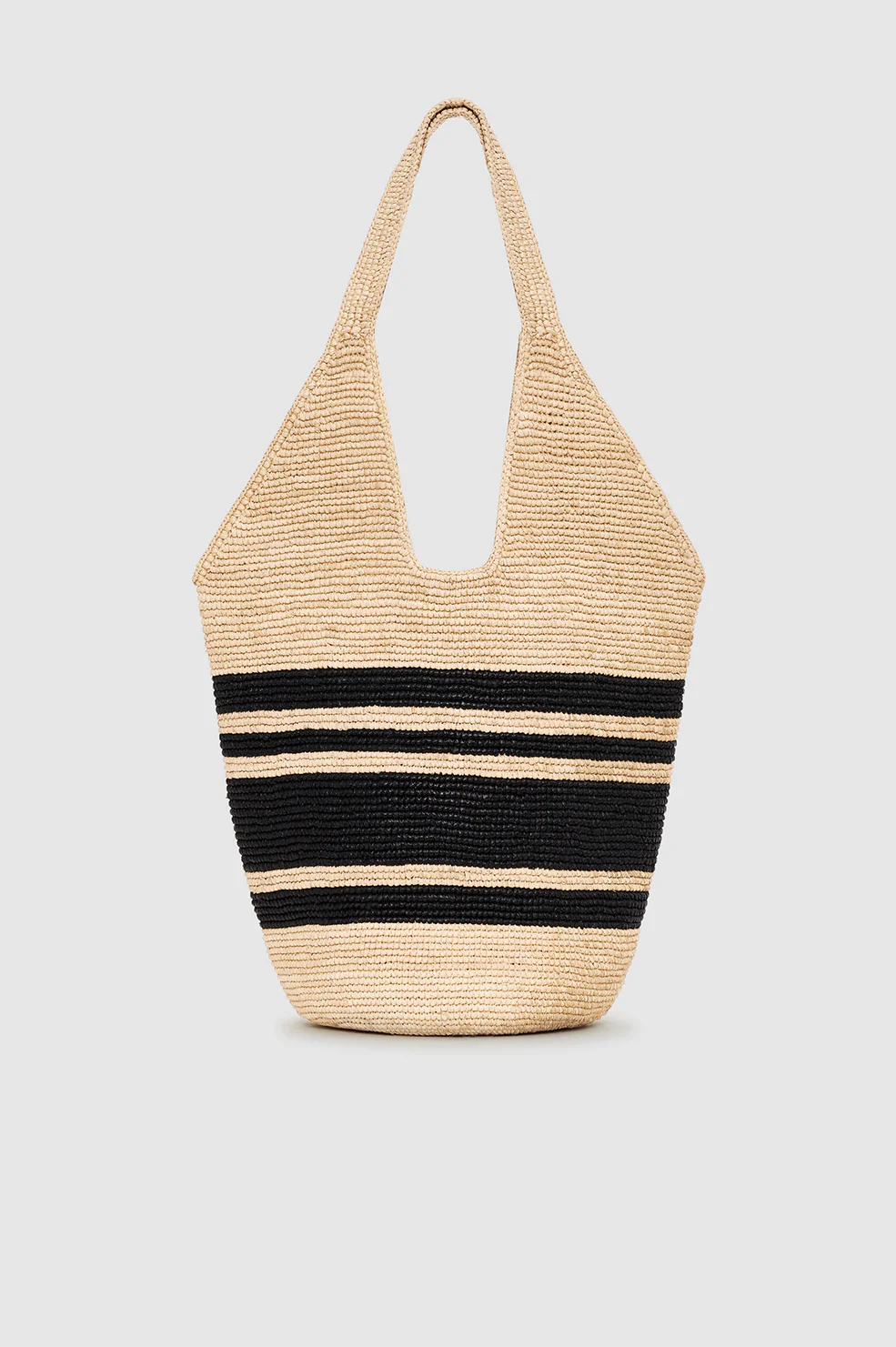 Leah Stripes Hobo Raffia - Black And Natural Stripe - Image 3
