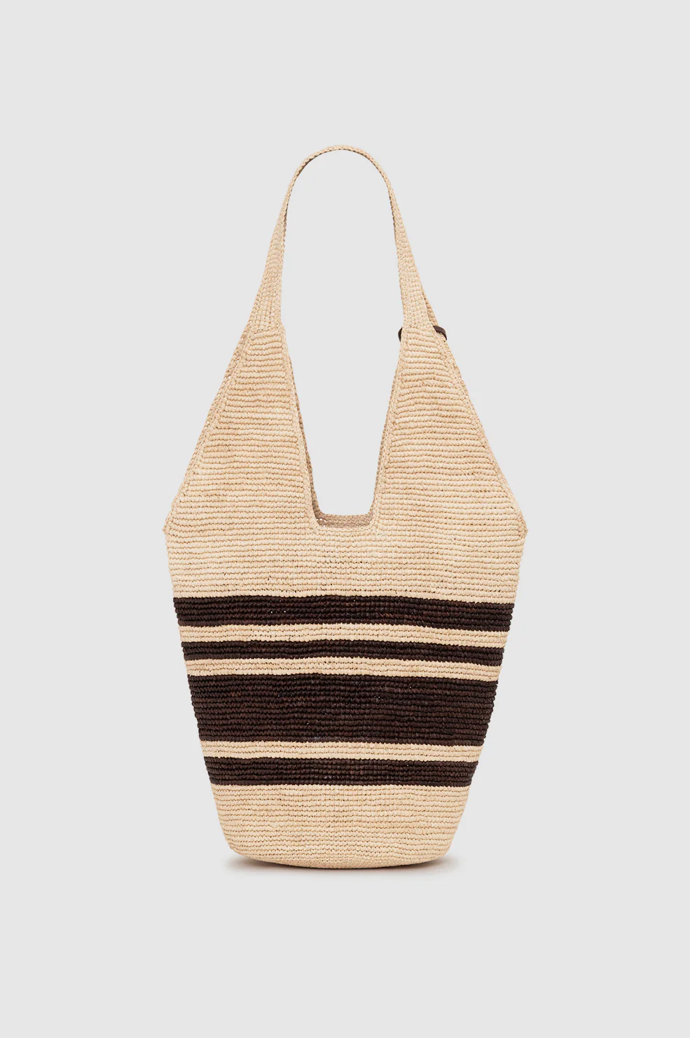 Leah Stripes Hobo Raffia - Natural and Brown Stripe - Image 3