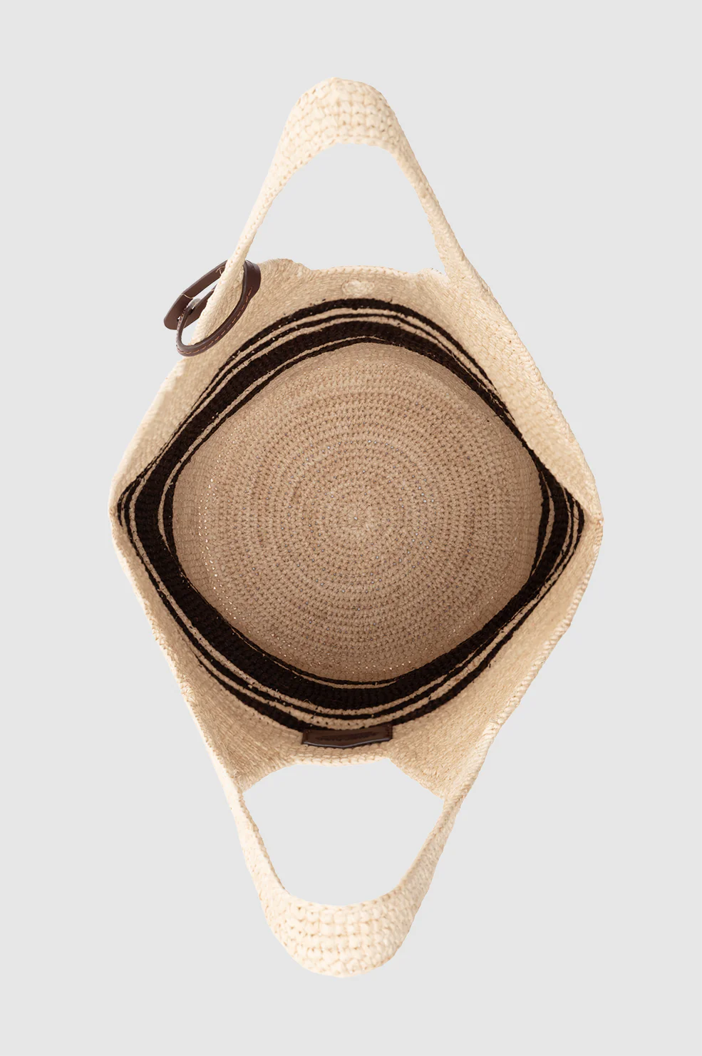 Leah Stripes Hobo Raffia - Natural and Brown Stripe - Image 4