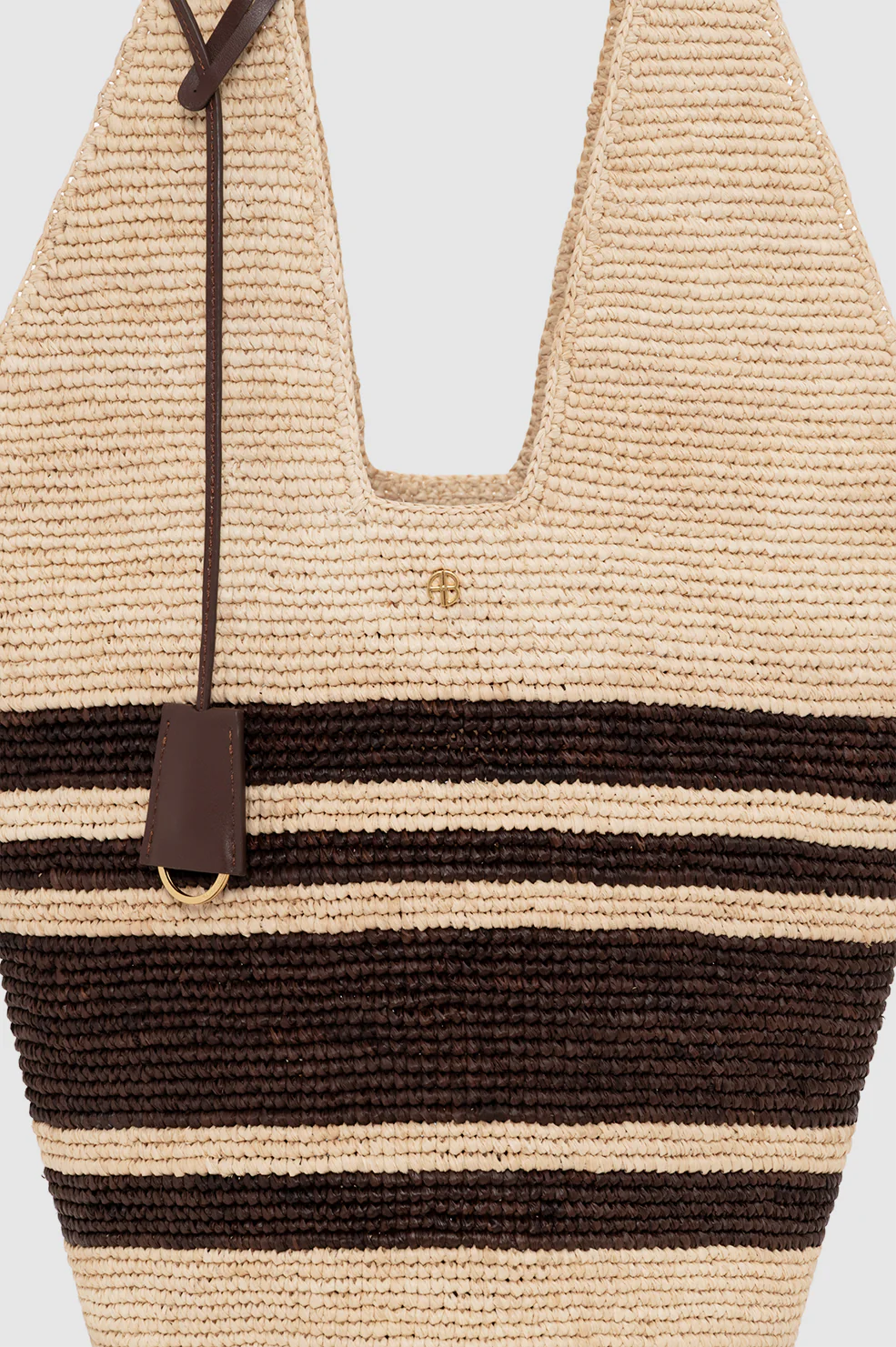 Leah Stripes Hobo Raffia - Natural and Brown Stripe - Image 5