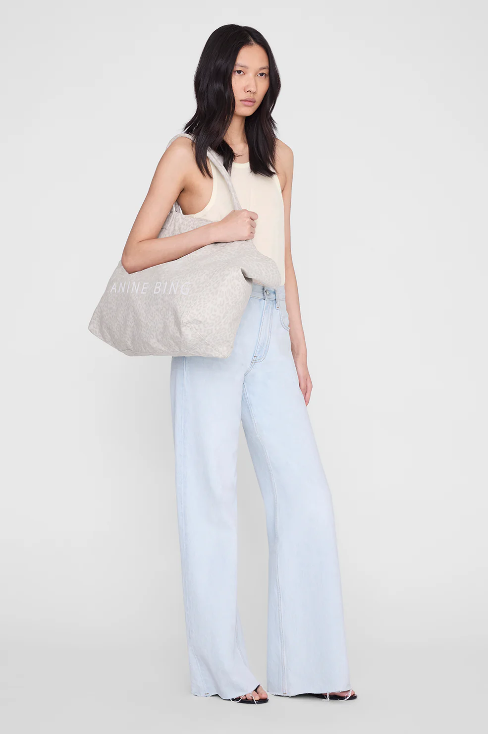 Leo Canvas Tote - Washed White Leopard - Image 2