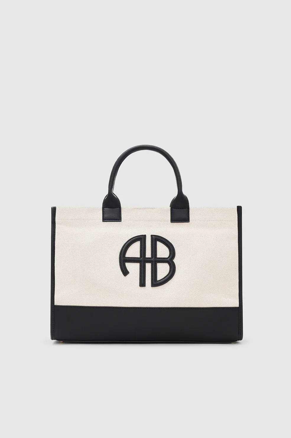 Medium Lara Tote - Natural Canvas With Black - Image 5
