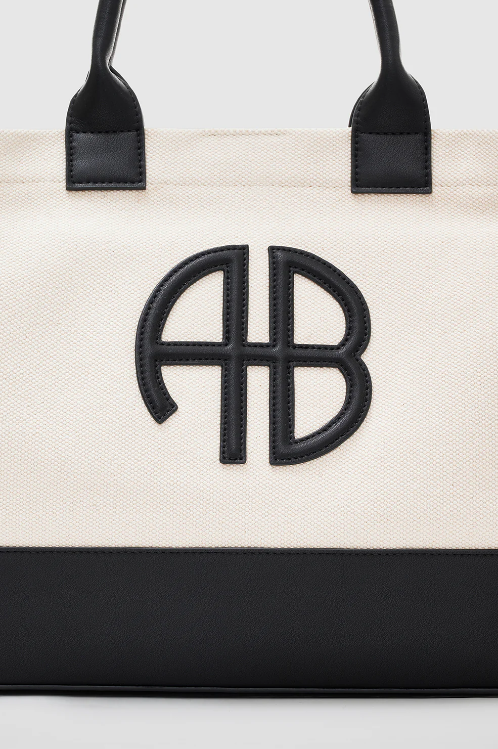 Medium Lara Tote - Natural Canvas With Black - Image 6