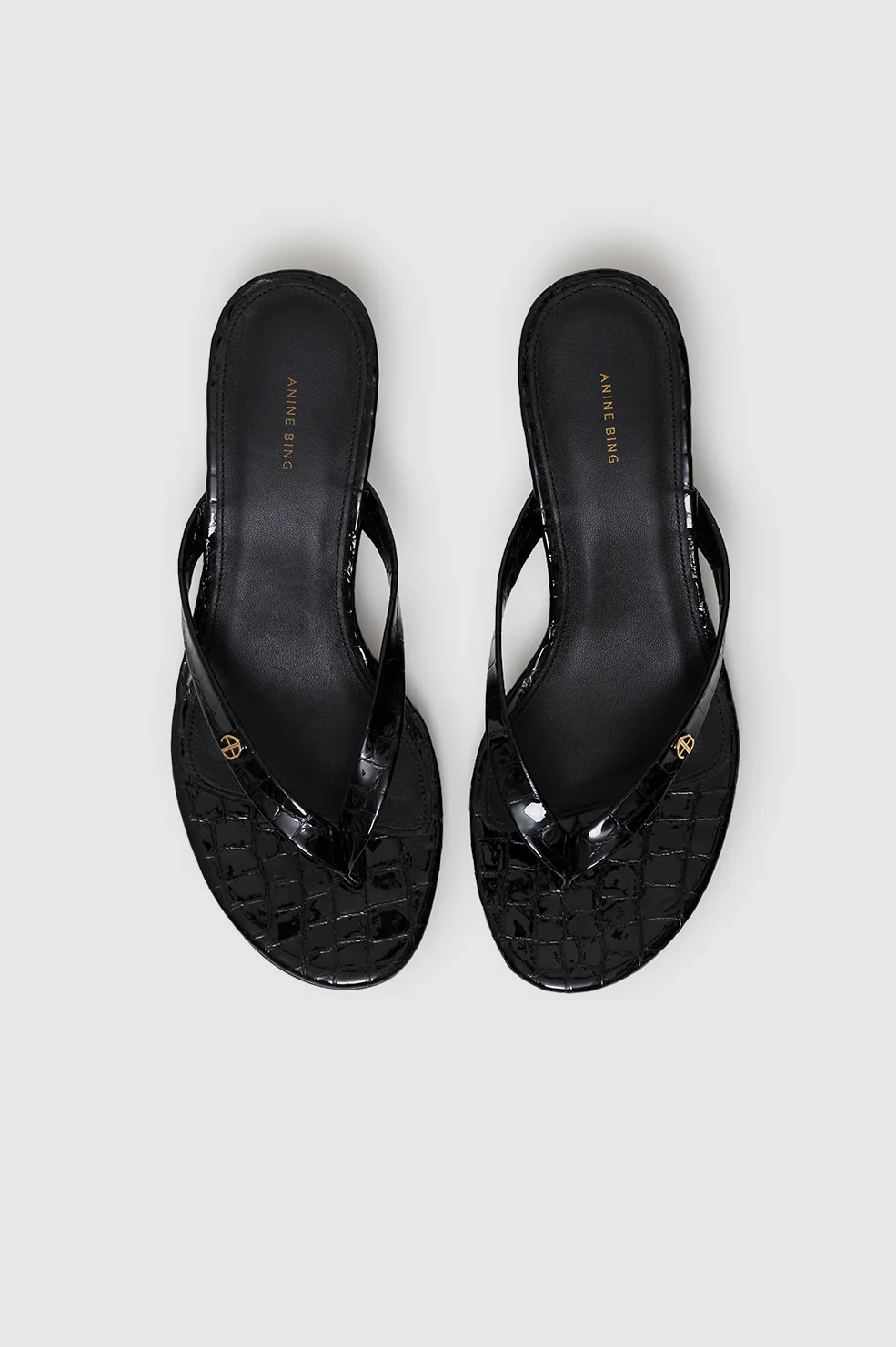 Noelle Thong Heels - Embossed Black - Image 3