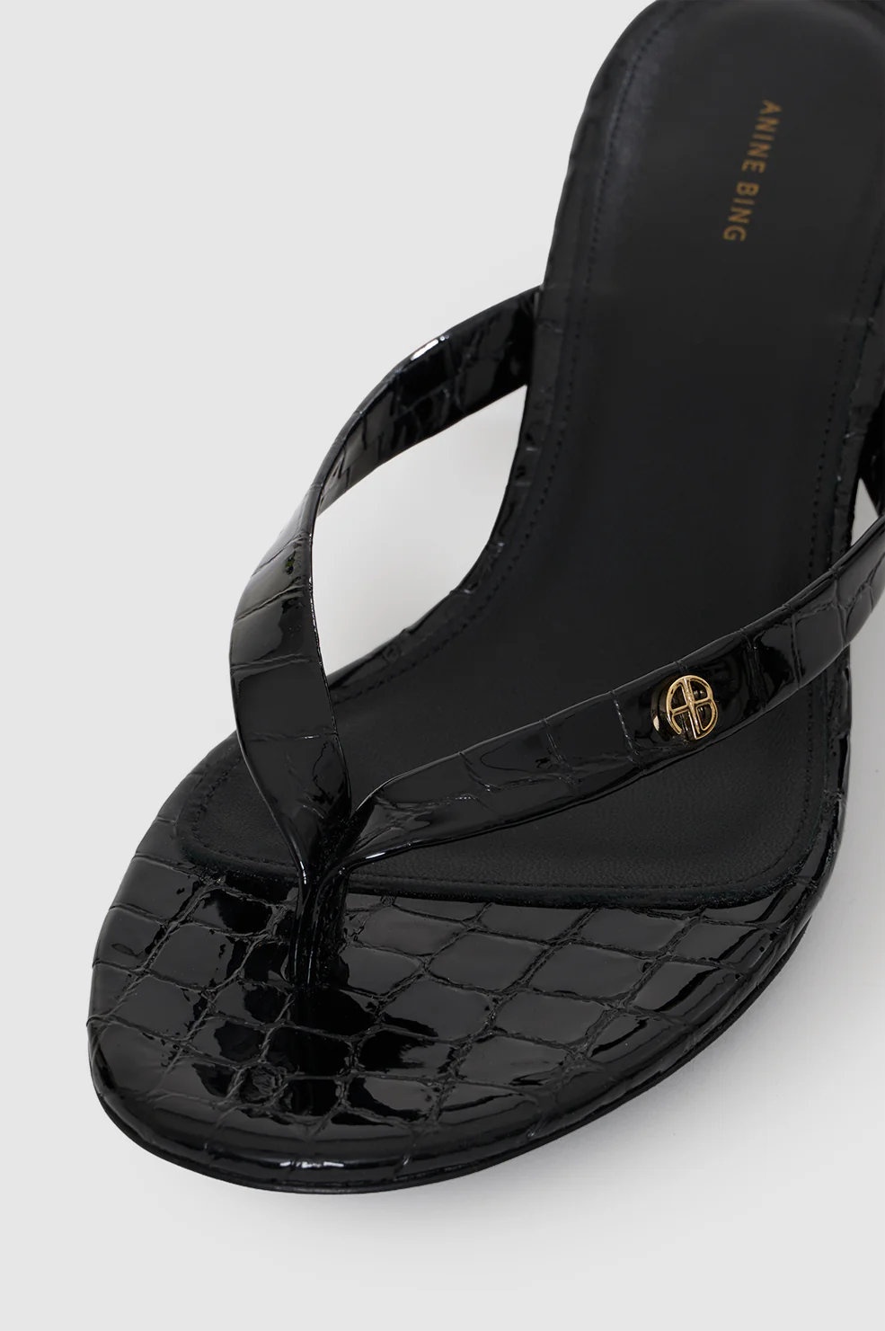 Noelle Thong Heels - Embossed Black - Image 4