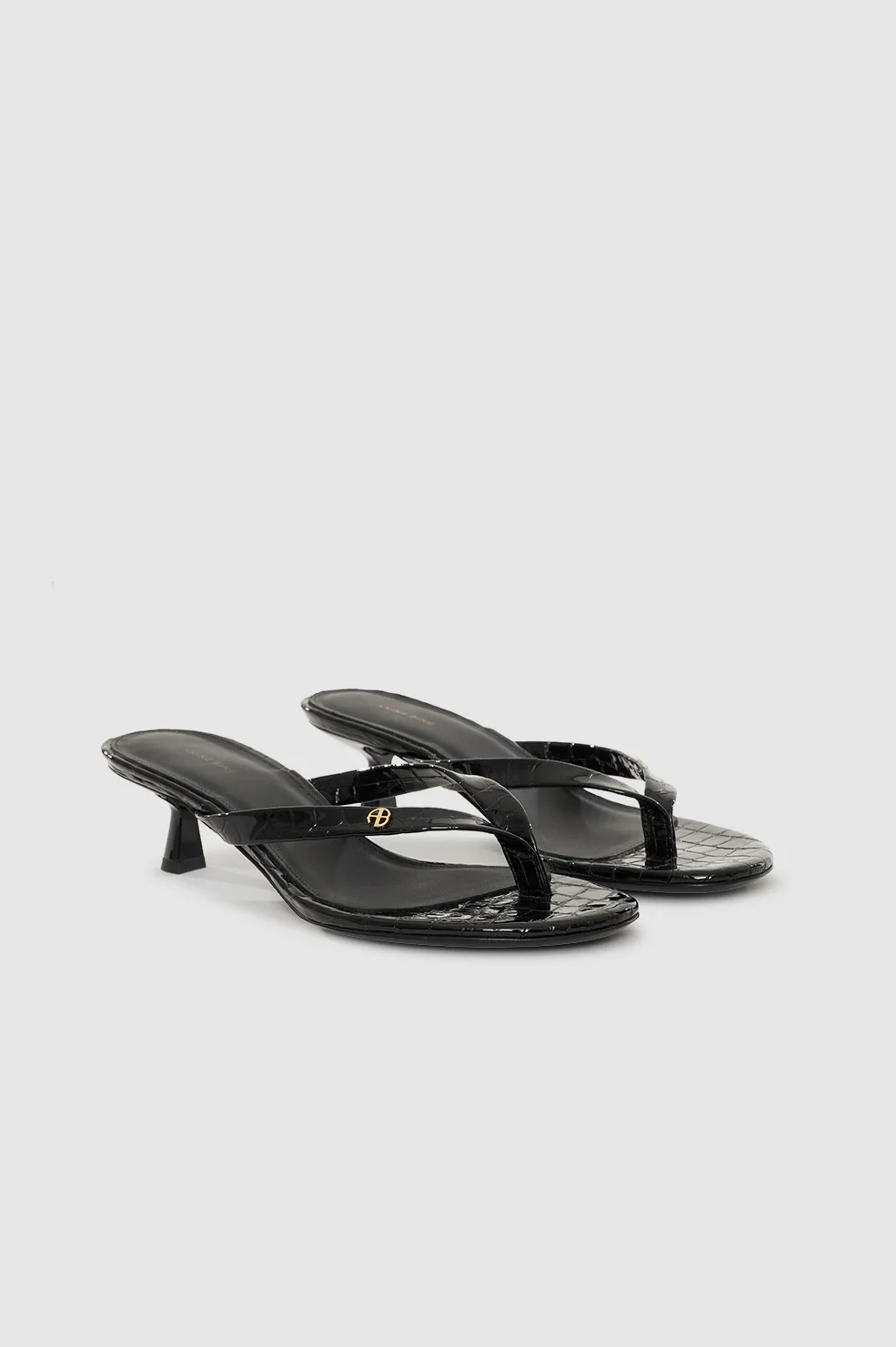 Noelle Thong Heels - Embossed Black - Image 5