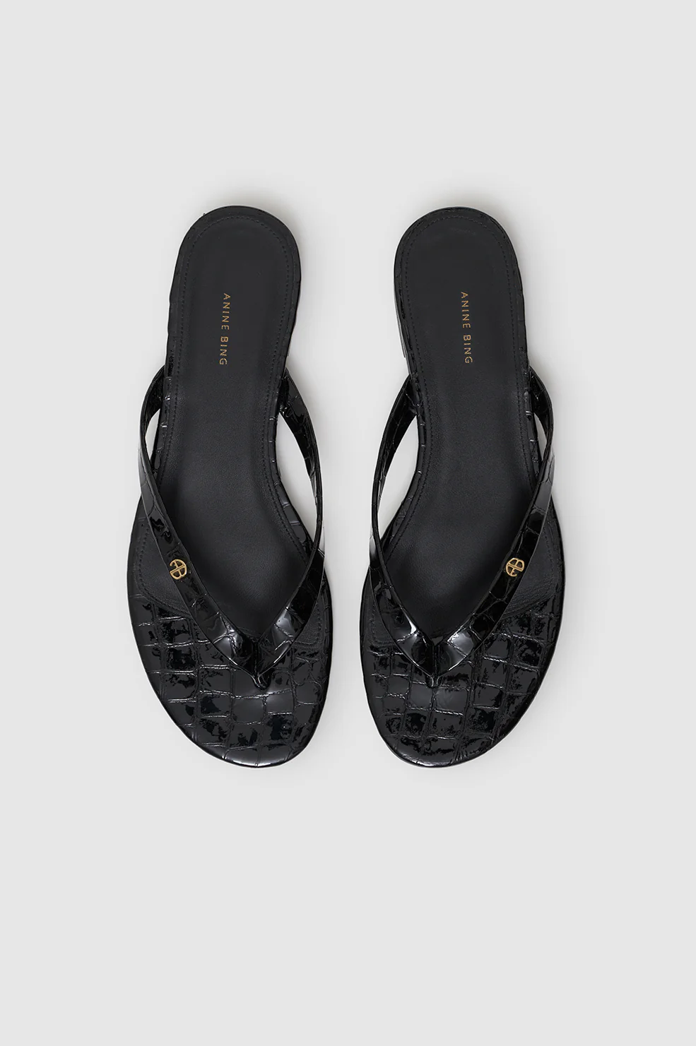 Noelle Thong Sandals - Embossed Black - Image 3