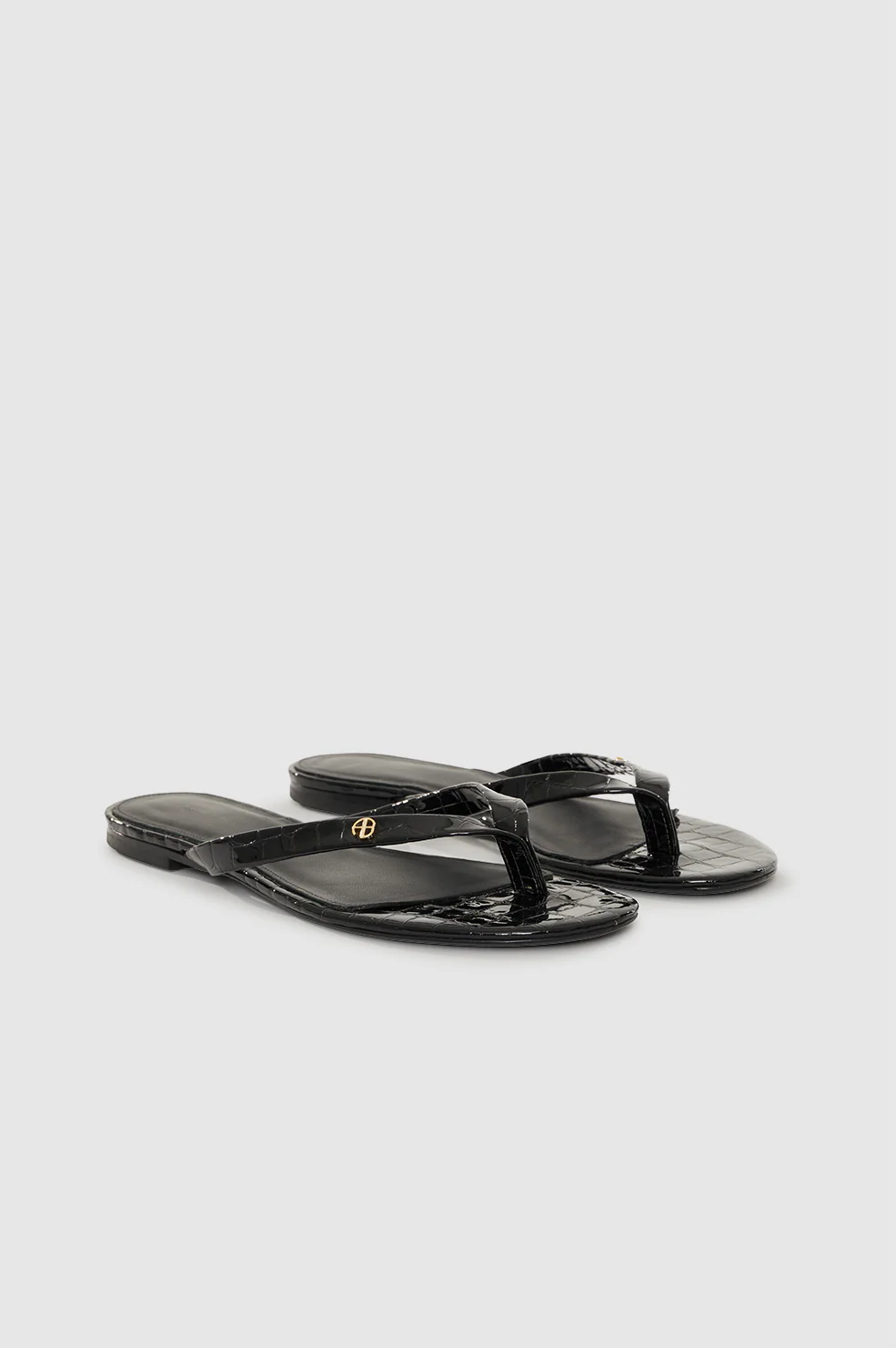 Noelle Thong Sandals - Embossed Black - Image 4