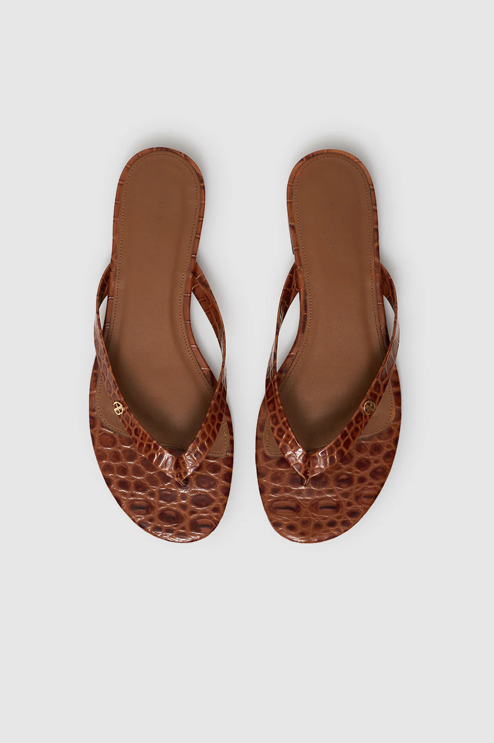 Noelle Thong Sandals - Embossed Brown - Image 3