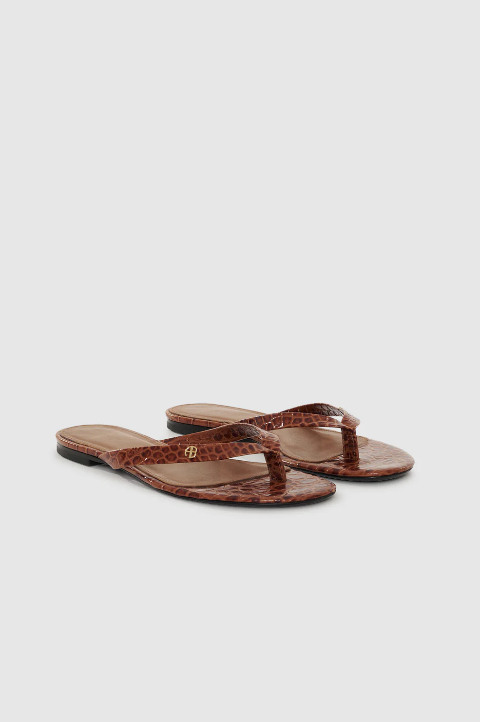 Noelle Thong Sandals - Embossed Brown - Image 4