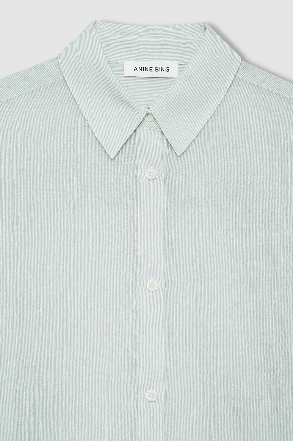 Plaza Shirt - Green And White Mini Stripe - Image 4