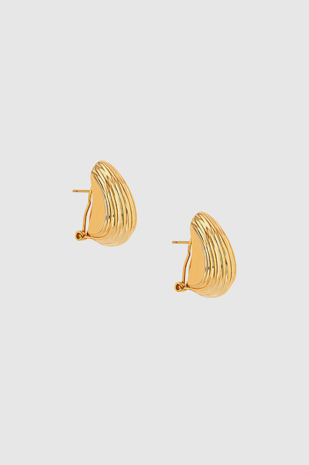 Ribbed Earrings - Gold - Image 3