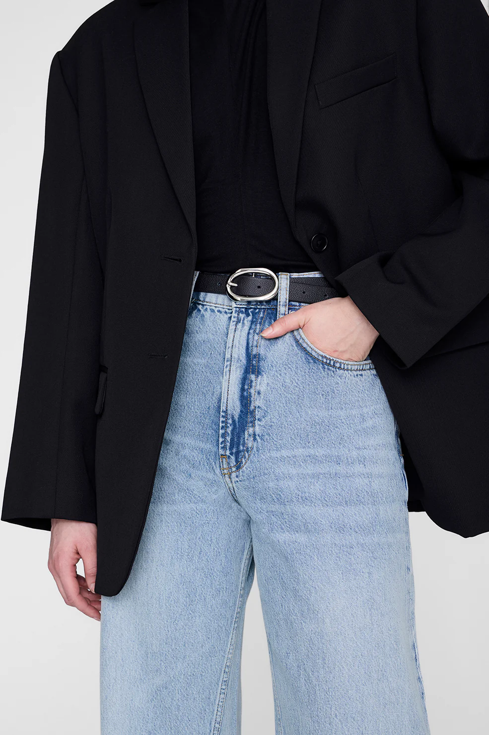 Small Signature Link Belt - Black Pebbled - Image 4